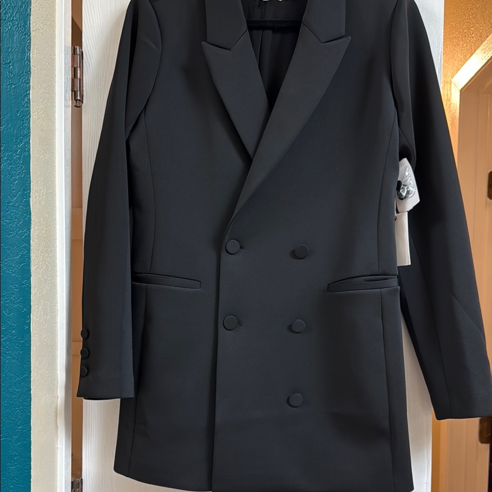 NWT Black Double-Breasted Scuba Blazer Dress size 4 (XL) black GORGEOUS